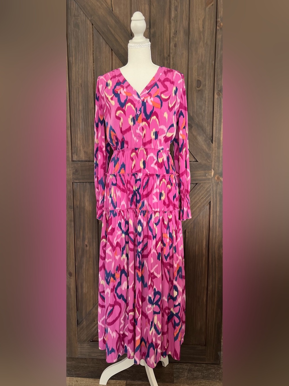 💖 NWOT Chico's Tiered Maxi Dress | Pink & Purple Floral Print | Size 00 XS-S - Picture 3 of 6